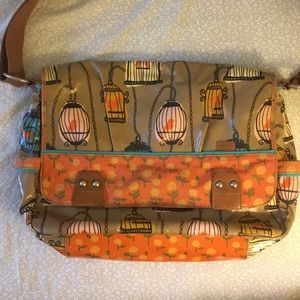 Fossil messenger bag with birdcage print